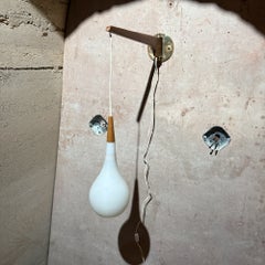 1970s Scandinavian Wall Sconce Teakwood & Frosted Glass Holmegaard Atttributed
