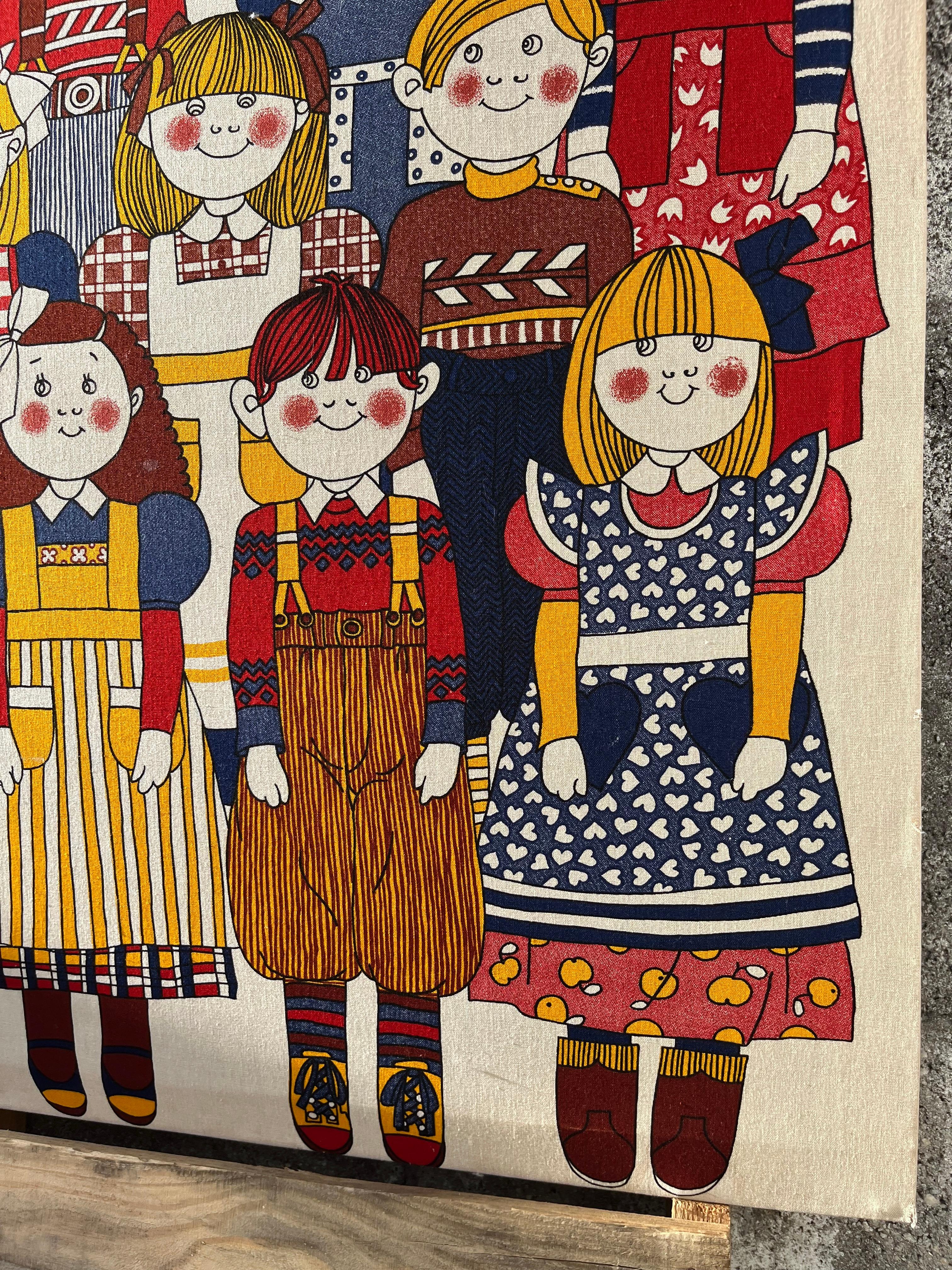 1970s Scandinavian Wall Textile Children Print by Finlayson, Finland.  For Sale 10