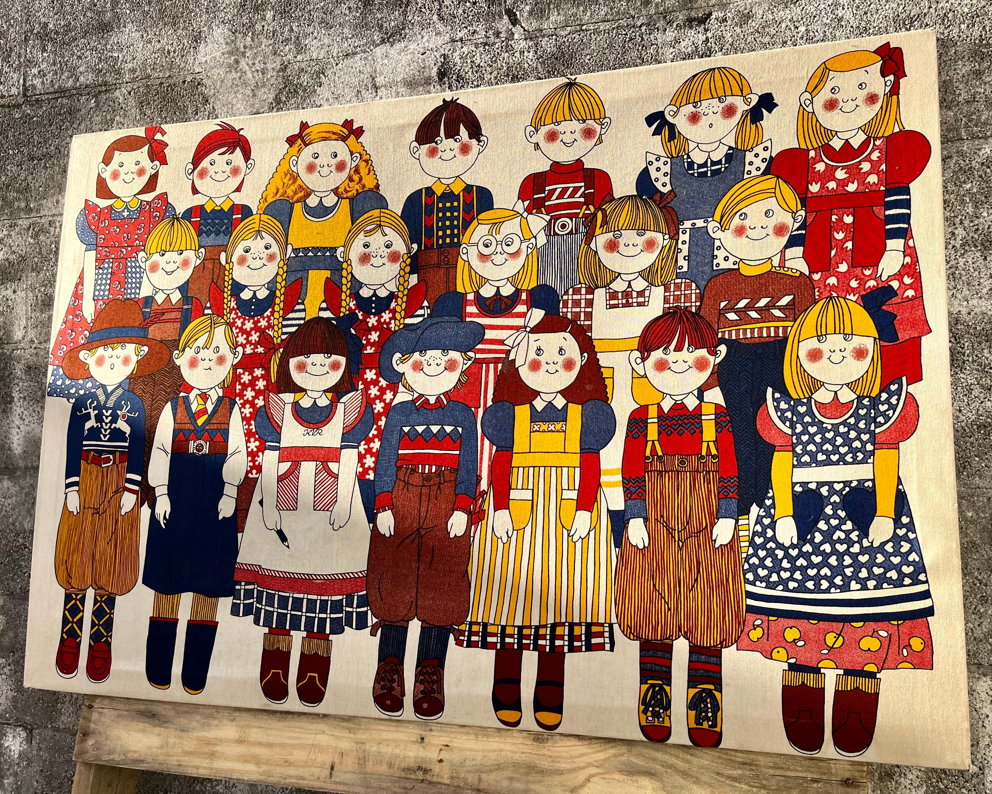 1970s Scandinavian Wall Textile Children Print by Finlayson, Finland.  For Sale 14