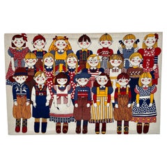 Retro 1970s Scandinavian Wall Textile Children Print by Finlayson, Finland. 