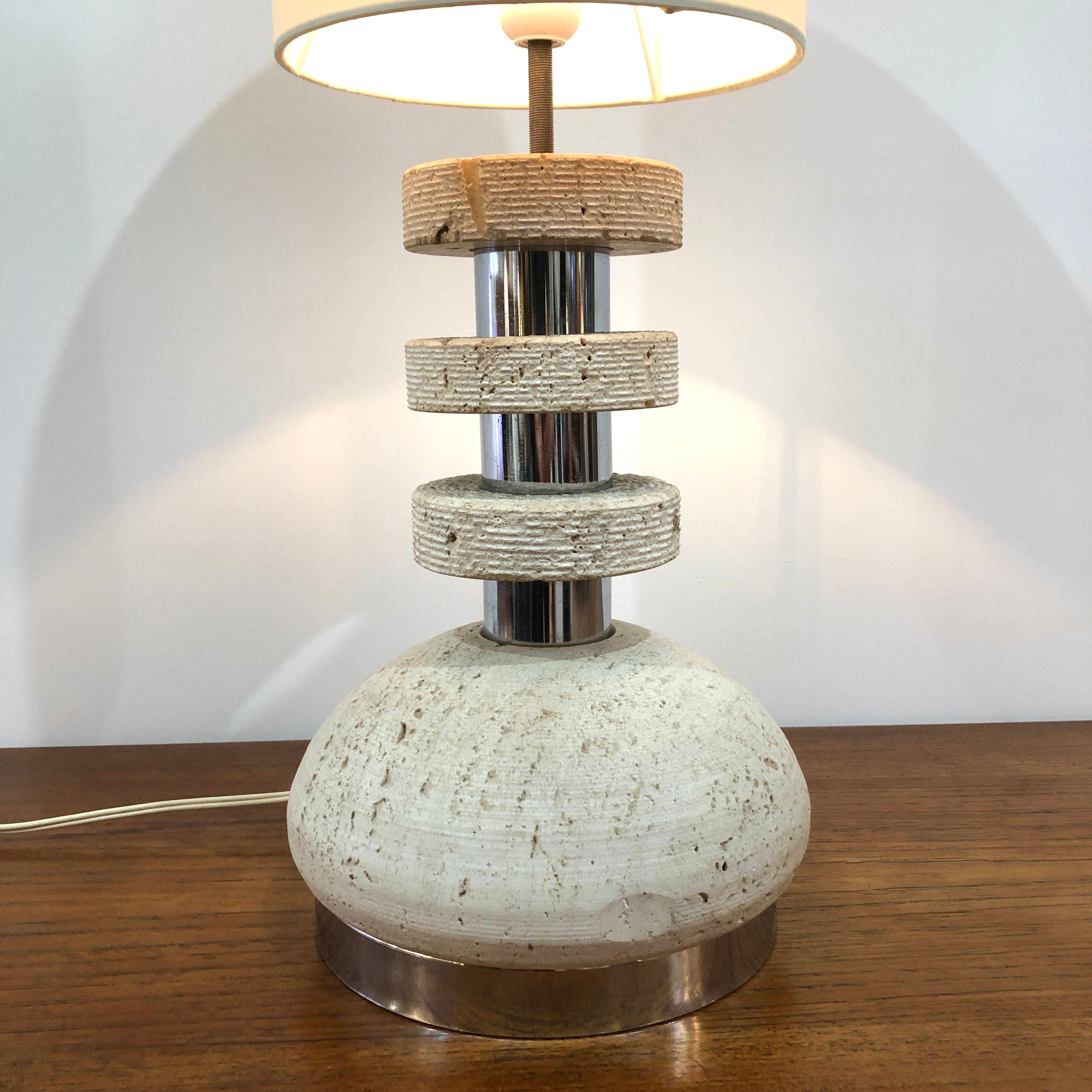 1970's Scarnicci Travertine Table Lamp For Sale 1