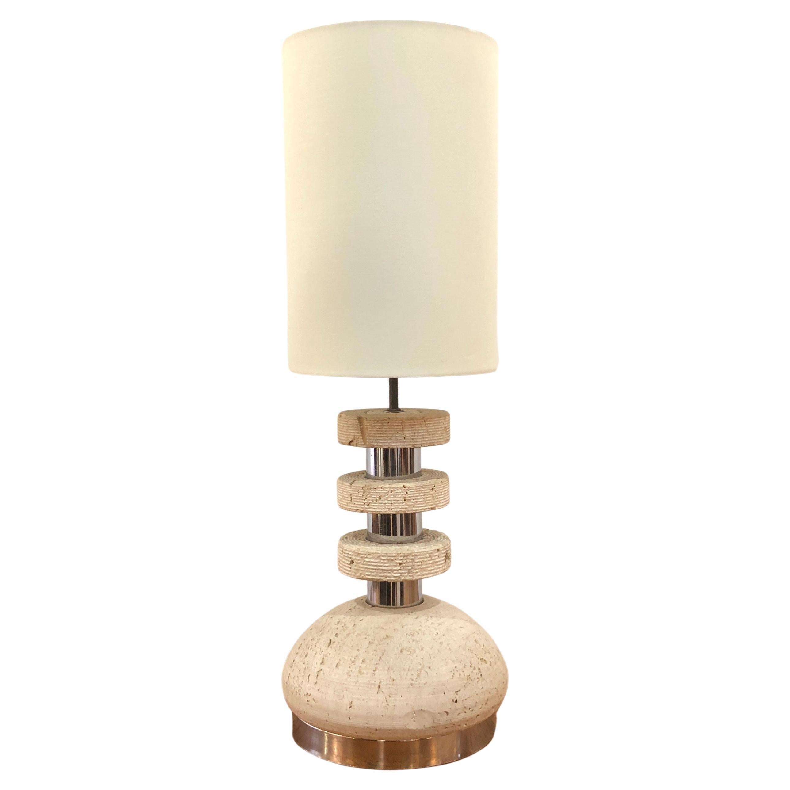 1970's Scarnicci Travertine Table Lamp