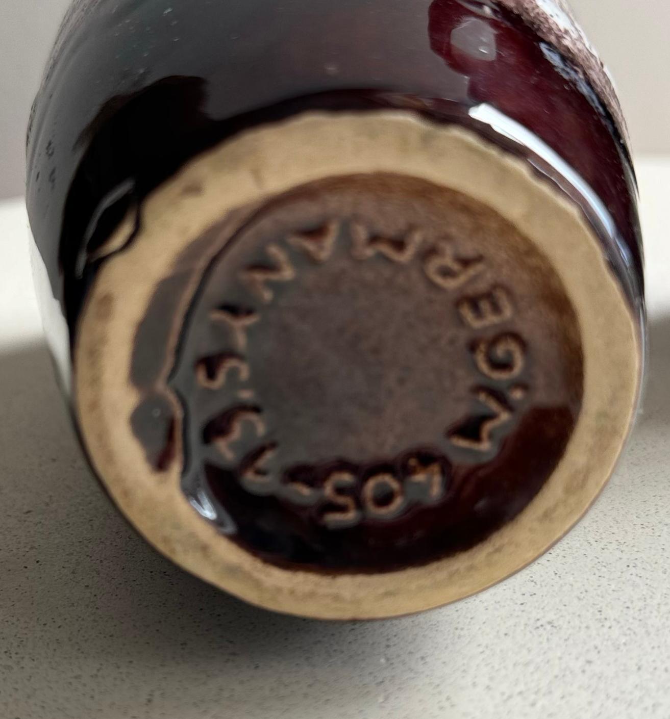 1970s Scheurich Vase with Glazed Brown and Cream Design In Good Condition For Sale In Søgne, NO