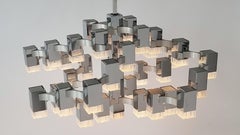 Araña cúbica cromada Sciolari 37, Italia, años 70