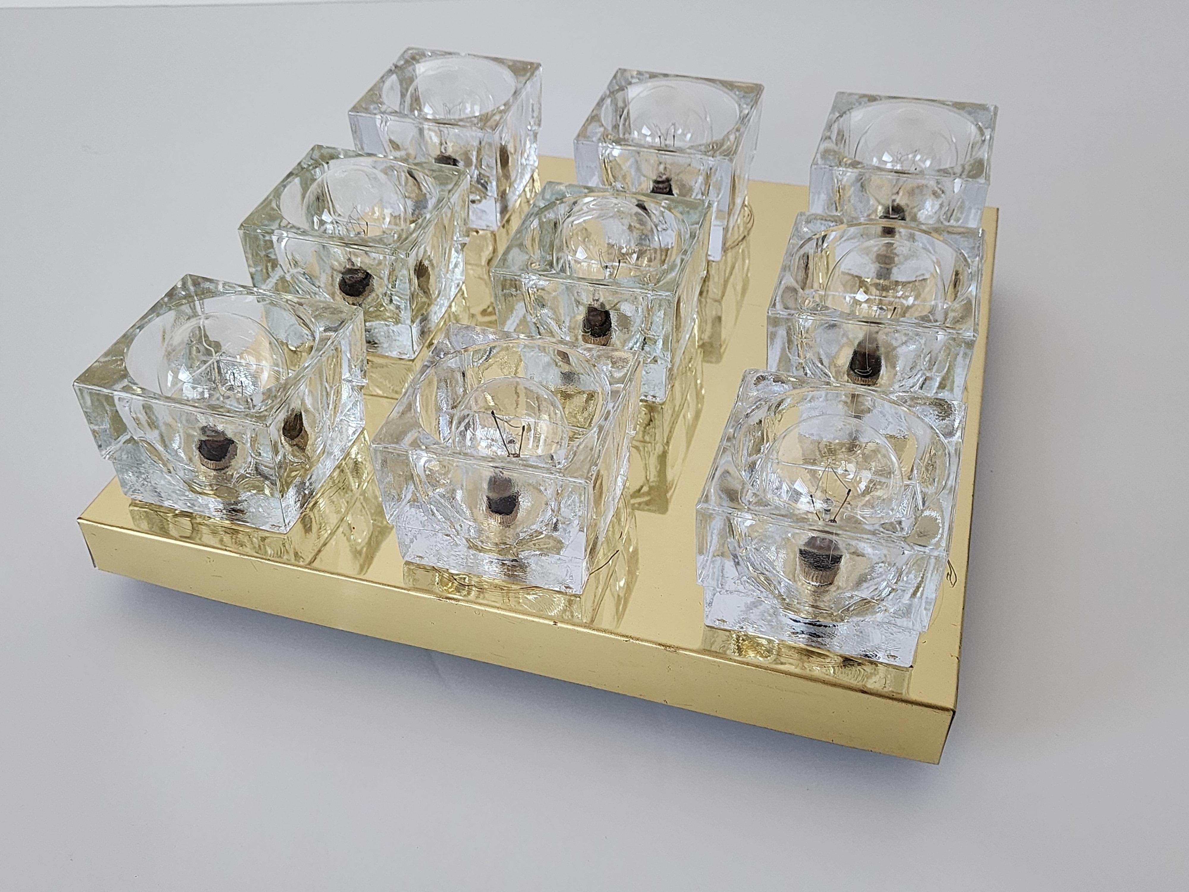 Américain 1970s  Sciolari  9 Cube de verre épais pour Lightolier , USA  en vente