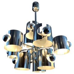 1970s Sciolari Abstract Chrome Ceiling Light