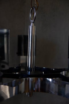 1970s Sciolari Chrome and Cast Smoked Glass Ice Cube Chandelier