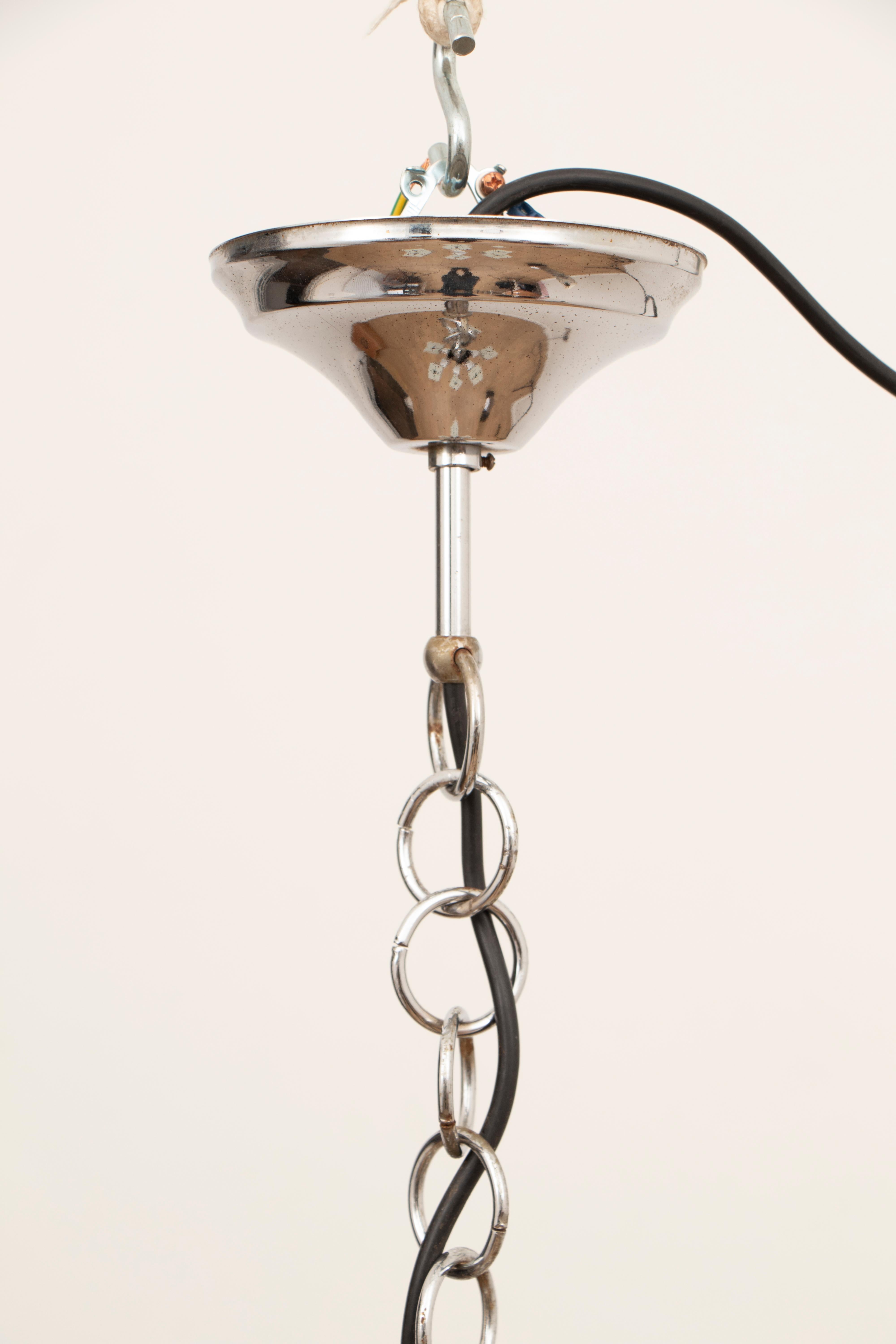 1970s Sciolari Chrome & Glass Cubic Abstract Hanging Light Chandelier 3