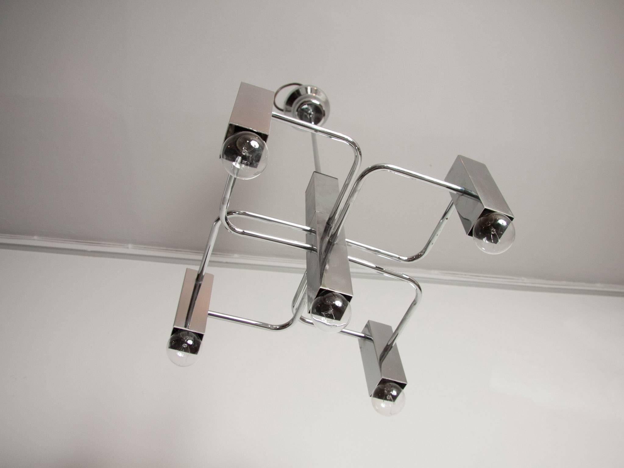 1970s Sciolari Chrome Hanging Light for Boulanger In Good Condition In London, GB