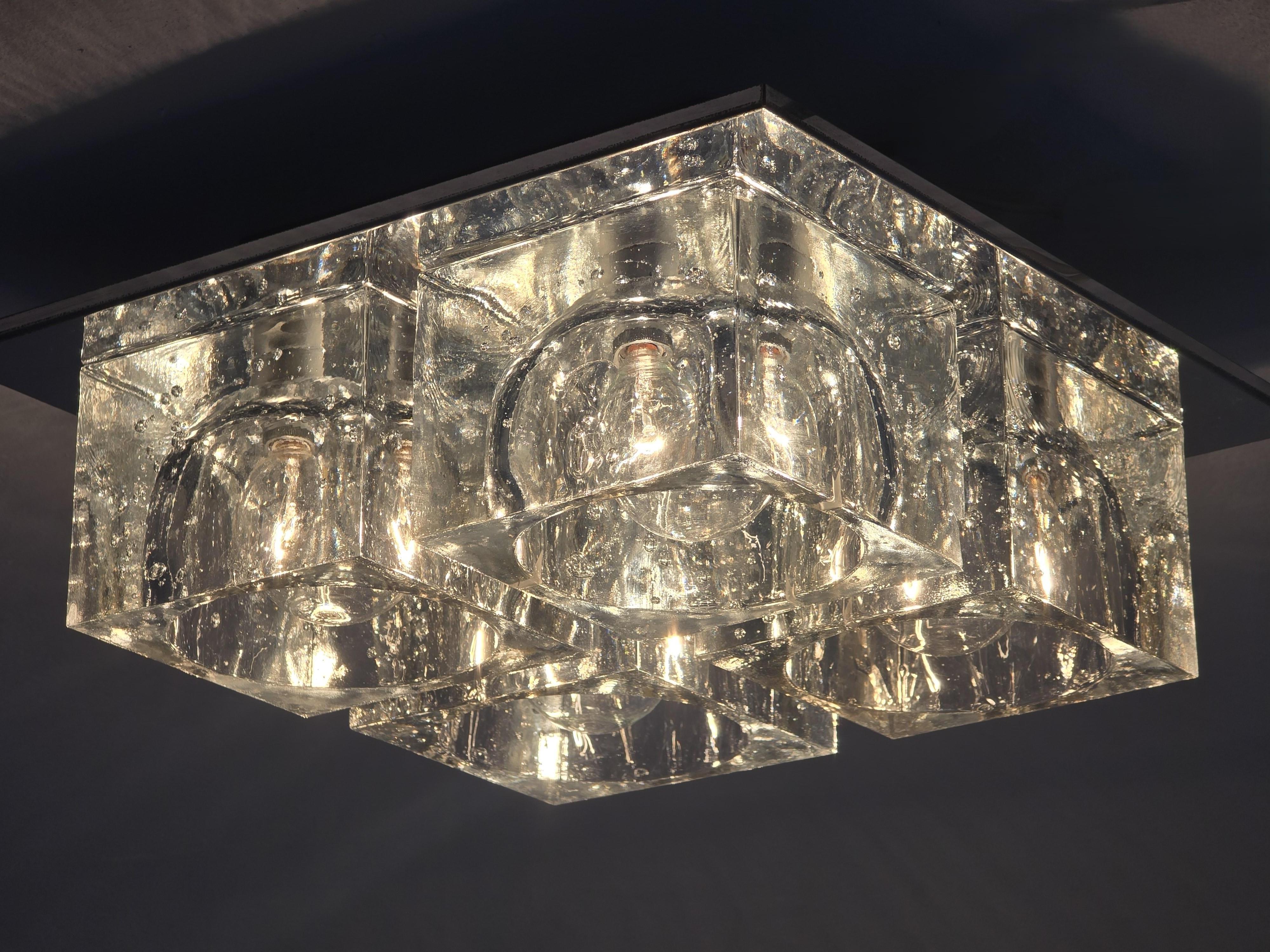 1970s Sciolari Cubic Flush Mount for Lightolier Moderno de mediados de siglo en venta