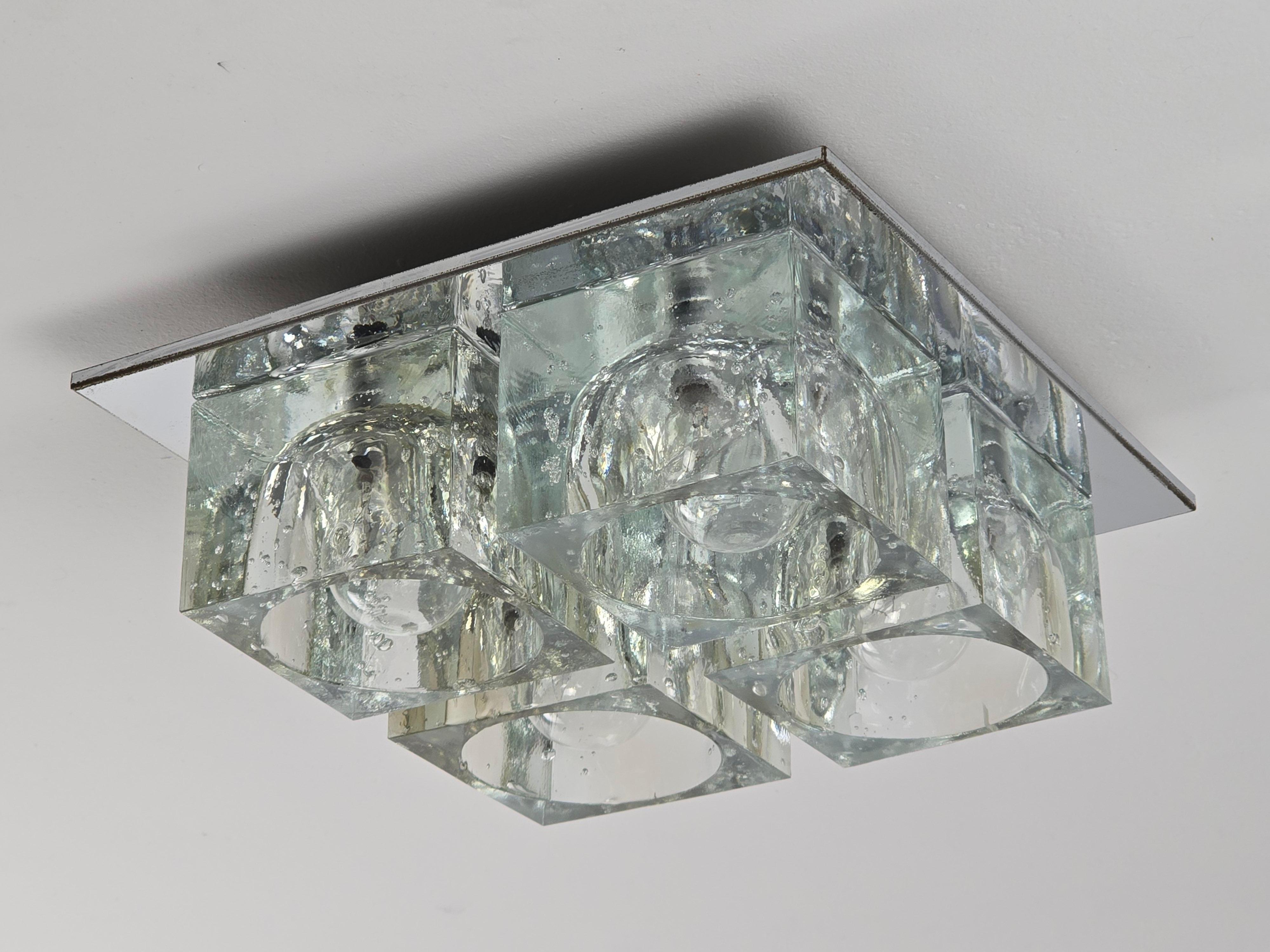1970s Sciolari Cubic Flush Mount for Lightolier Estadounidense en venta