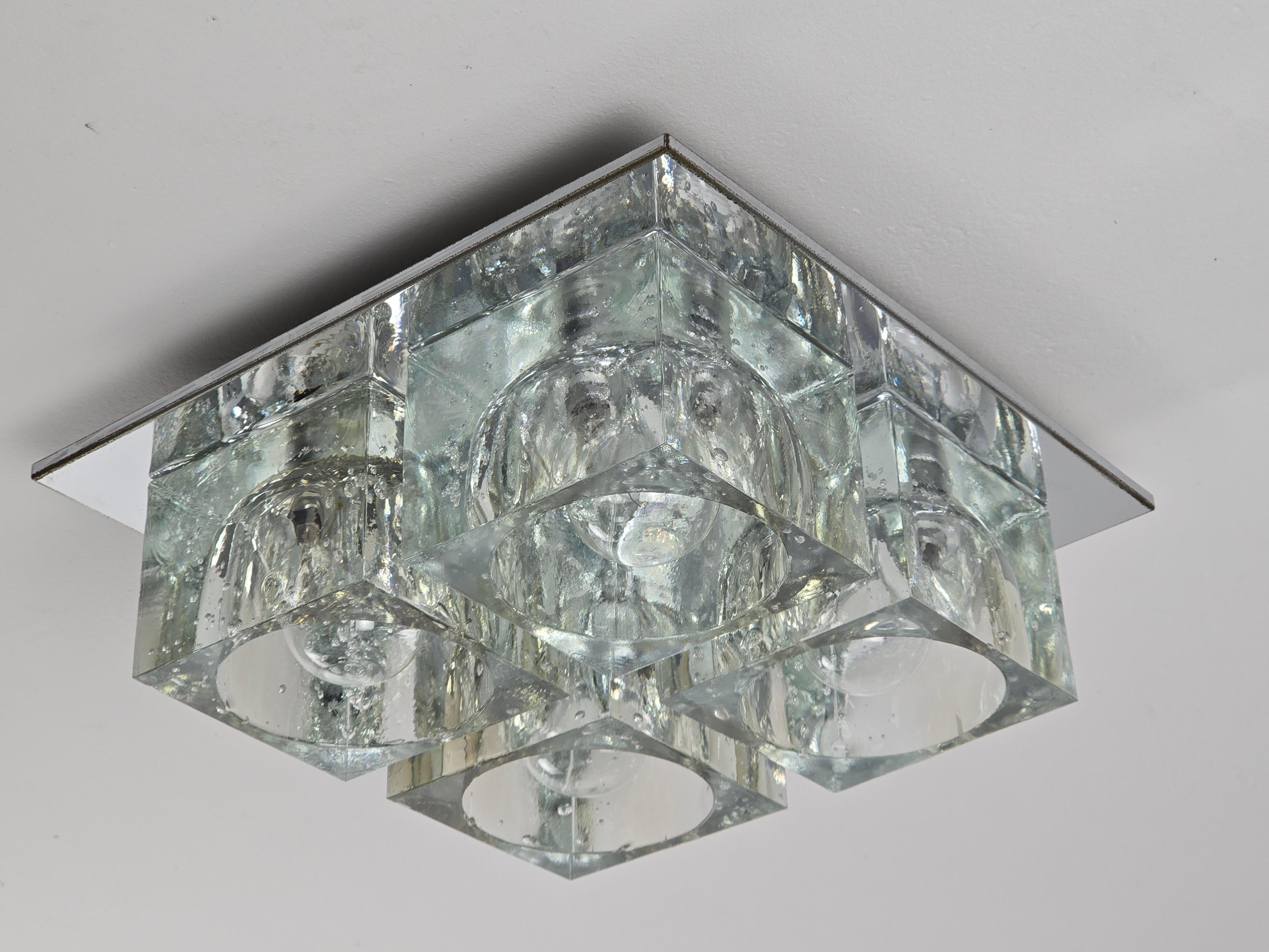 1970s Sciolari Cubic Flush Mount for Lightolier en Bueno estado para la venta en St- Leonard, Quebec