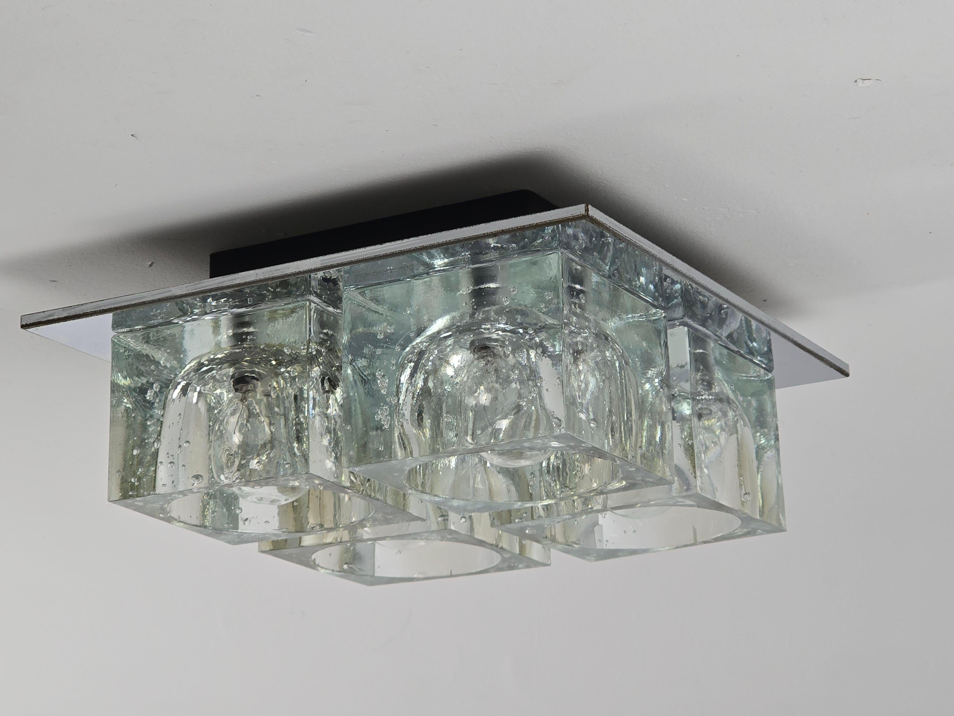 1970s Sciolari Cubic Flush Mount for Lightolier finales del siglo XX en venta