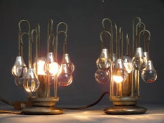 1970 Sciolari Italy Production Set Two Vintage Space Desk Glass Lamps