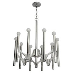 1970s Sciolari 'Orbit' 10 arms Silver Plated Chandelier , Italy