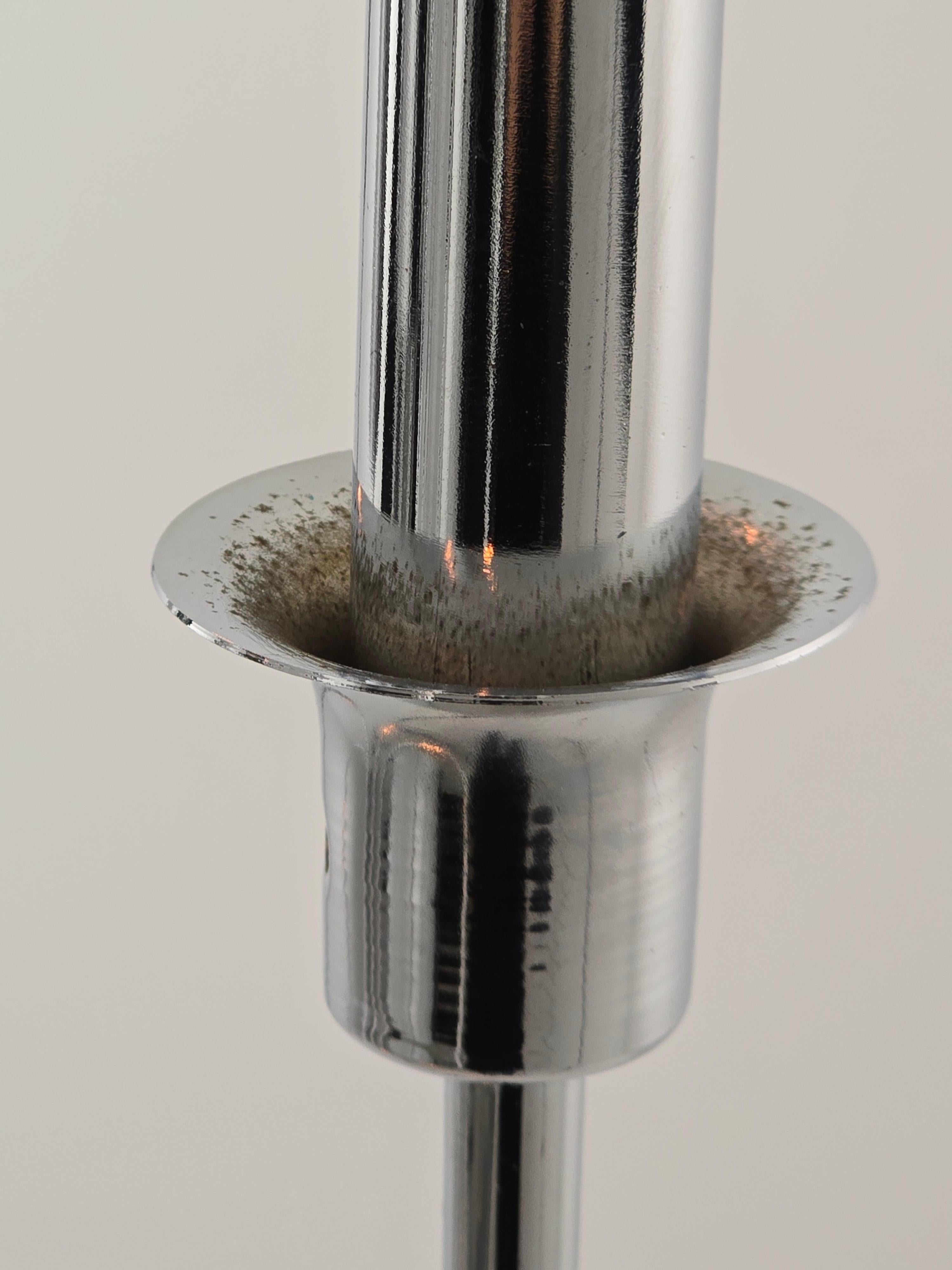 Lámpara de araña cromada de 9 brazos estilo Sciolari de los años 70 con 3 luces hacia abajo en venta 7