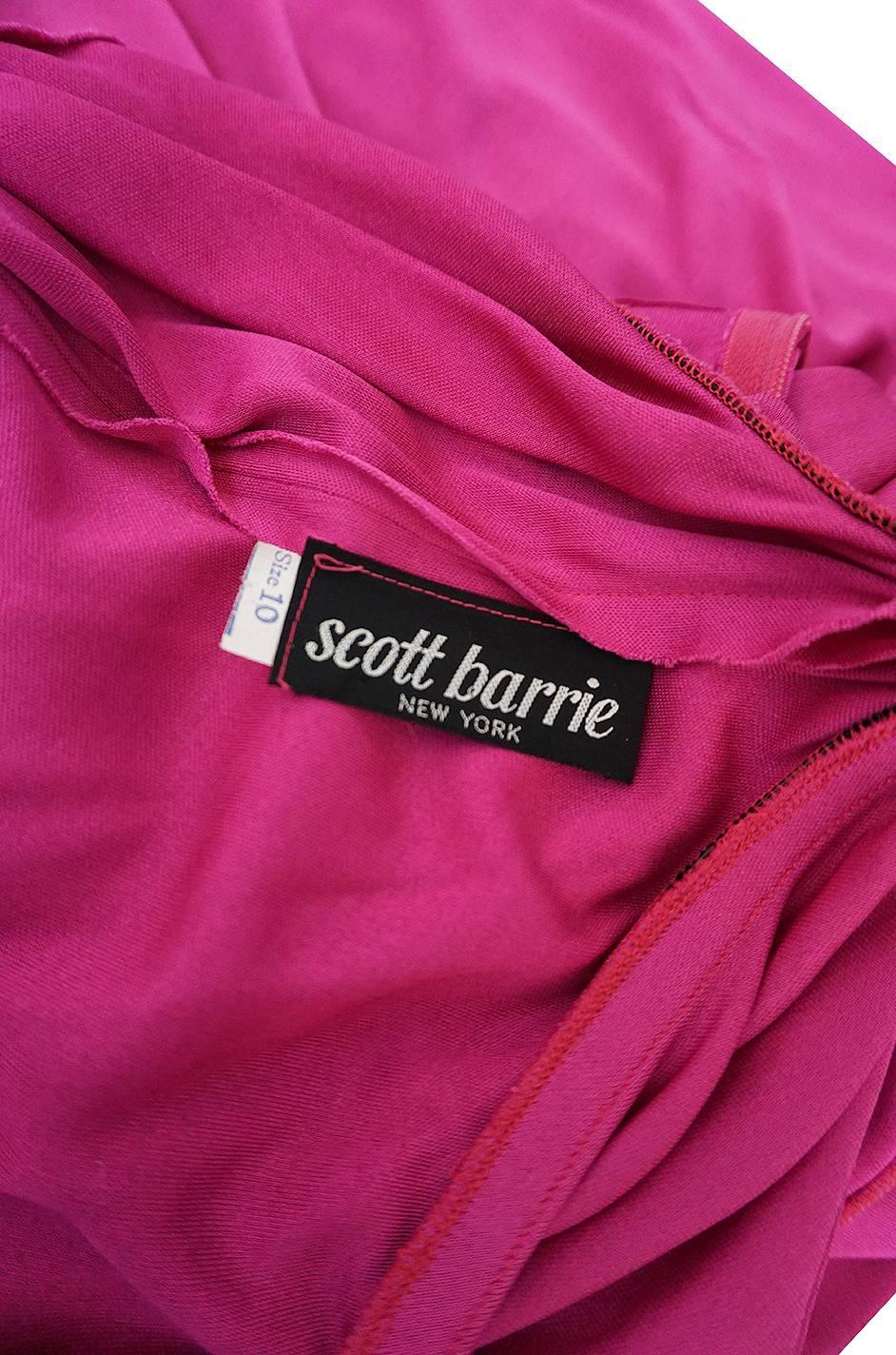1970s Scott Barrie Multi Wrap Bodice Pink Silk Jersey Jumpsuit 8