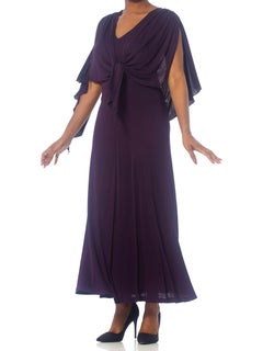1970er SCOTT BARRIE Aubergine lila Rayon Jersey Disco Kleid 1970er