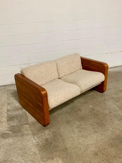 1970s Sculpted Teak Sofa with Original Fabric