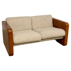 1970s Sculpted Teak Sofa with Original Fabric