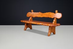 1970s Sculptural Alpine Bench in Solid Pine from France