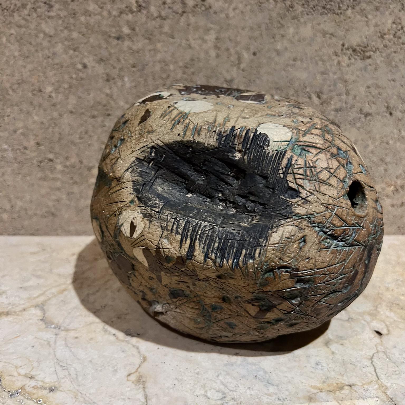 1970s Sculptural Art Pottery Abstract Green Sphere In Good Condition For Sale In Chula Vista, CA