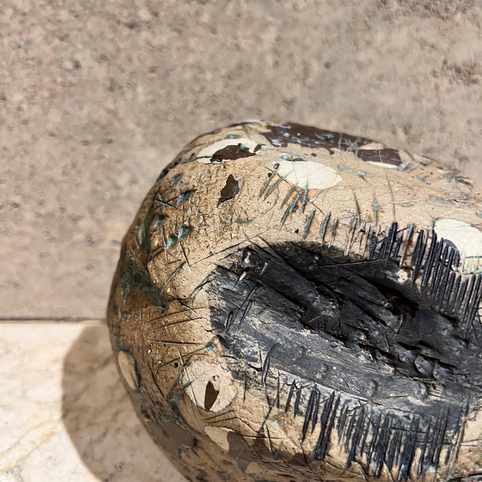 20th Century 1970s Sculptural Art Pottery Abstract Green Sphere For Sale
