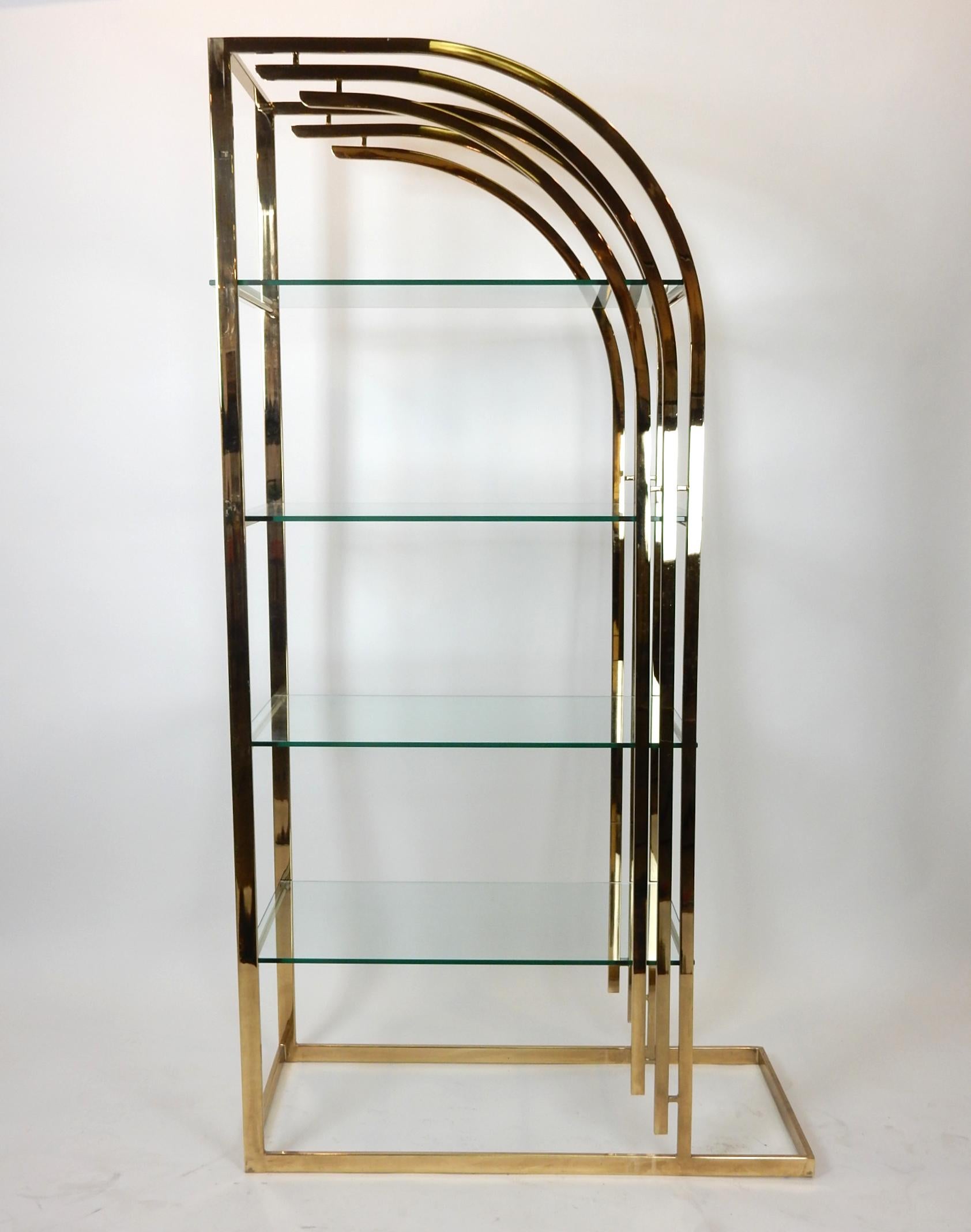 Vintage Sculptural Brass and Glass Étagère Bookcase 2