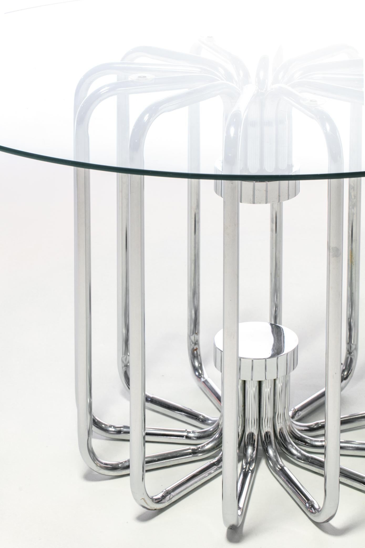 Modern 1970s Sculptural Chrome Dining Or Center Table For Sale