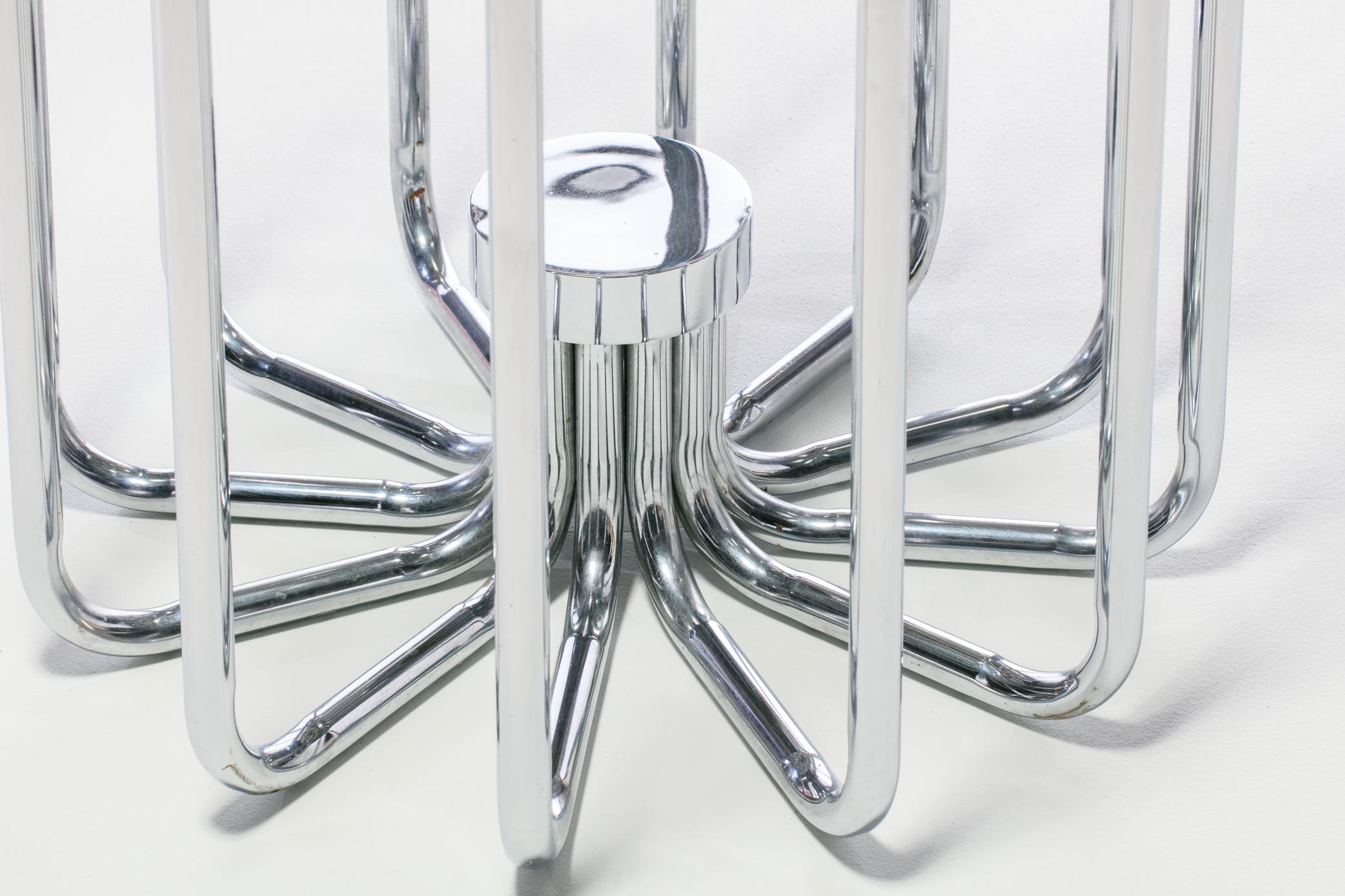 American 1970s Sculptural Chrome Dining Or Center Table For Sale