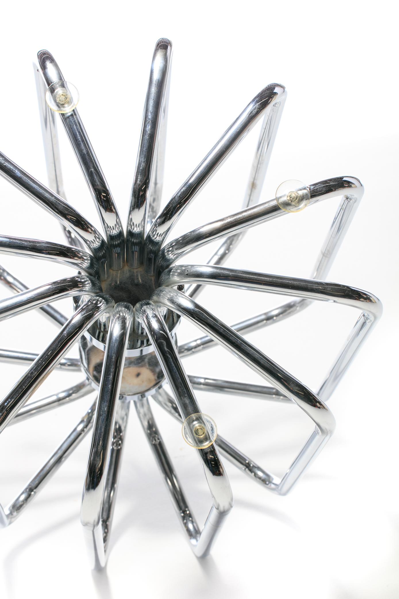 Glass 1970s Sculptural Chrome Dining Or Center Table For Sale