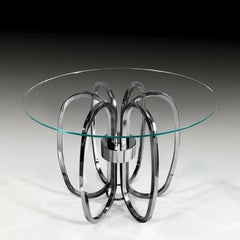 Table d'appoint sculpturale en chrome et verre des années 1970 par Milo Baughman