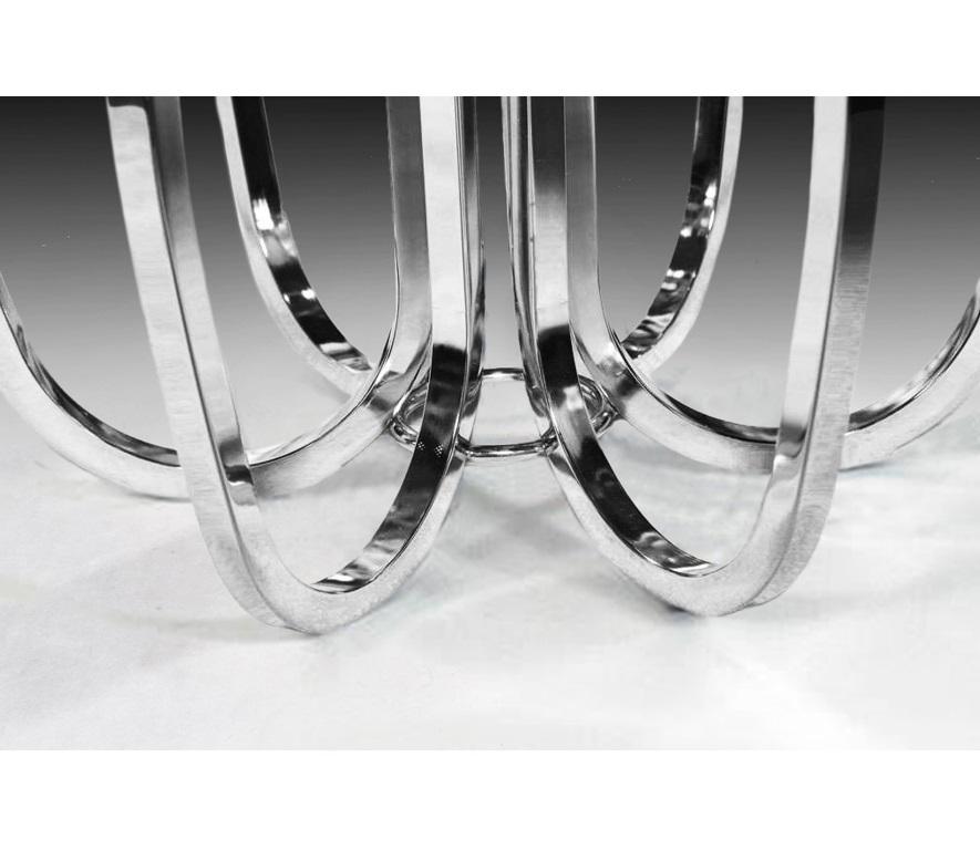 1970er Jahre Skulpturaler Tisch aus Chrom und Glas von Milo Baughman im Zustand „Gut“ im Angebot in Dallas, TX