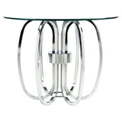 1970er Jahre Skulpturaler Tisch aus Chrom und Glas von Milo Baughman