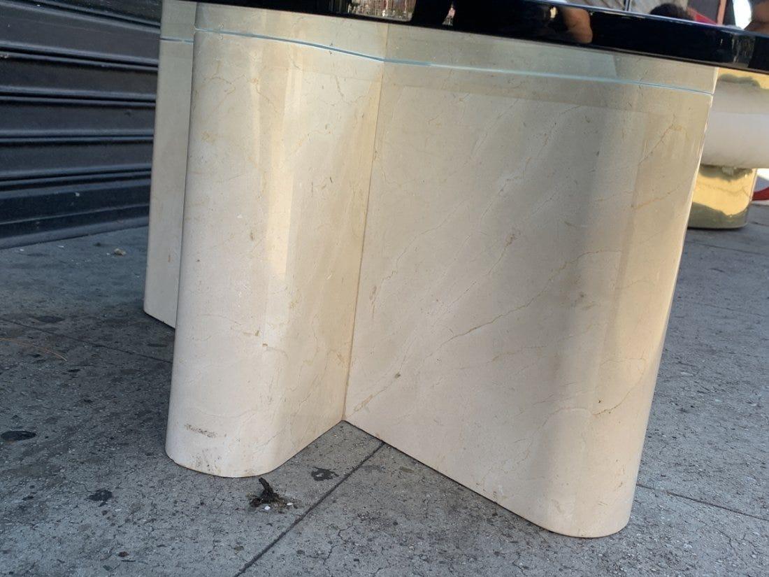 1970s Sculptural Coffee Table in Travertine and Glass In Good Condition In Los Angeles, CA