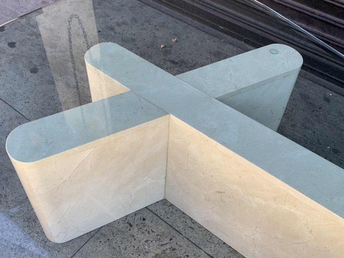 1970s Sculptural Coffee Table in Travertine and Glass 1