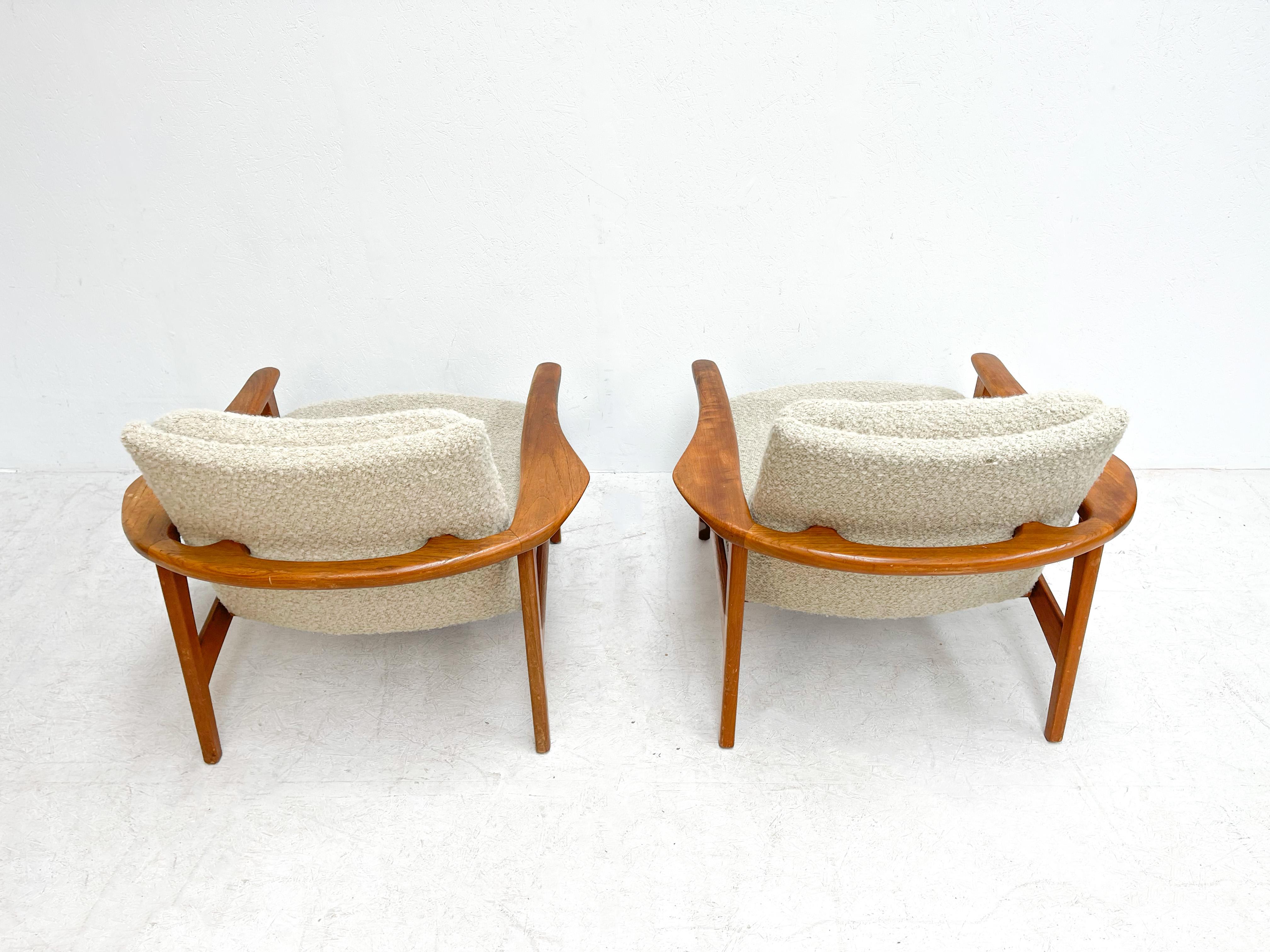 Late 20th Century 1970's Sculptural Danish Lounge Chairs with Boucle Fabric
