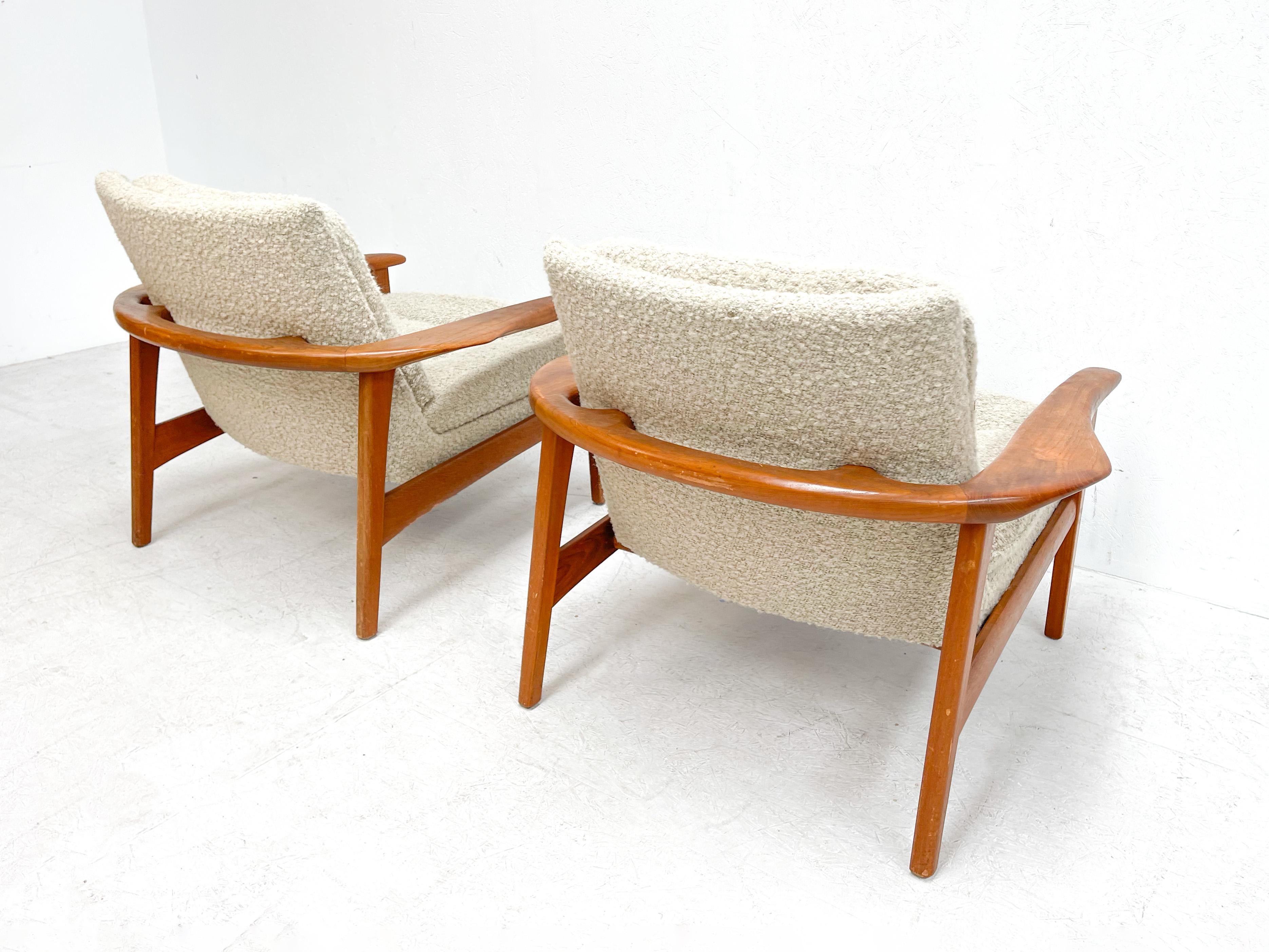 Bouclé 1970's Sculptural Danish Lounge Chairs with Boucle Fabric