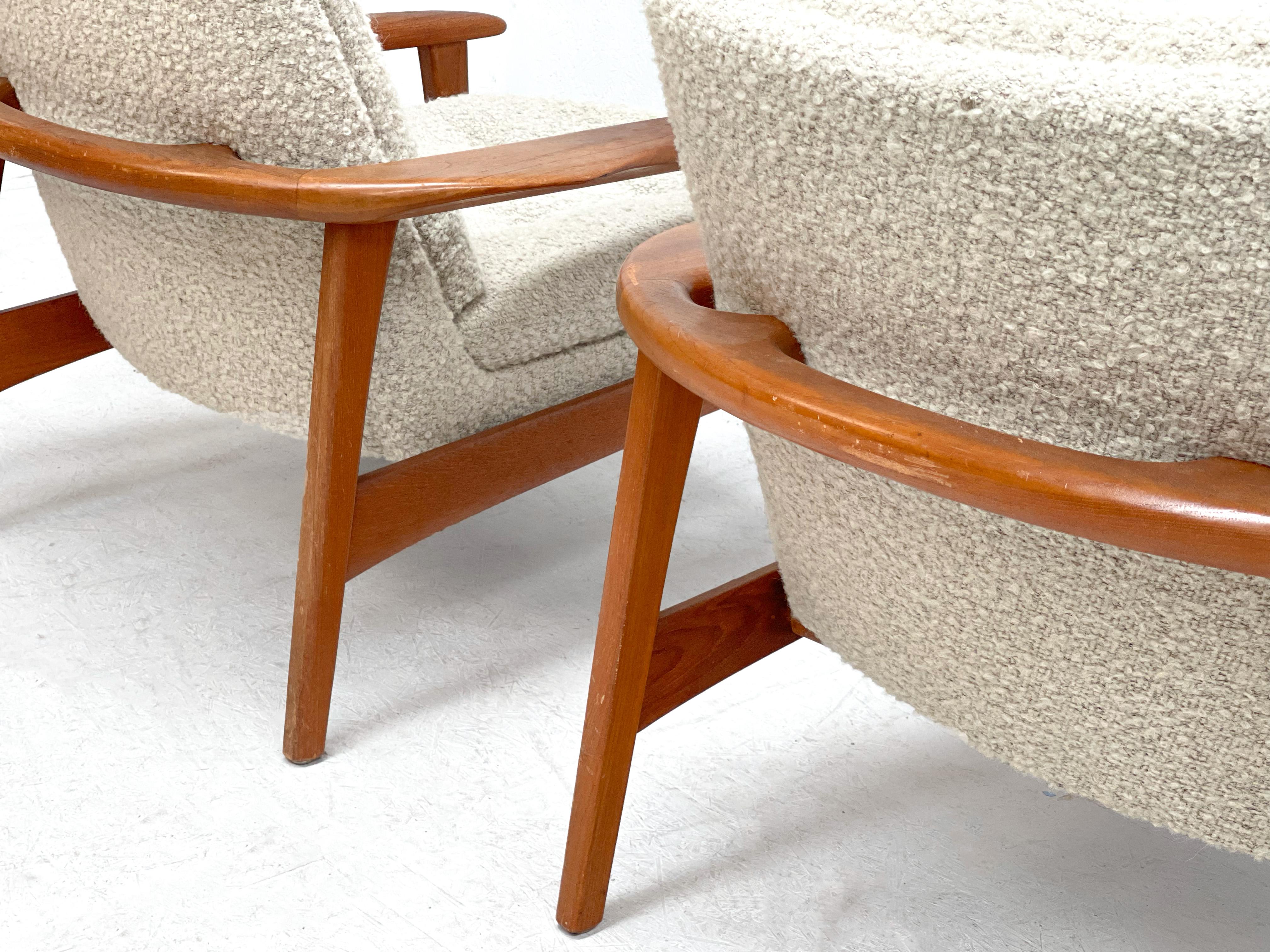 1970's Sculptural Danish Lounge Chairs with Boucle Fabric 2