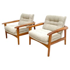 1970's Sculptural Danish Lounge Chairs with Boucle Fabric