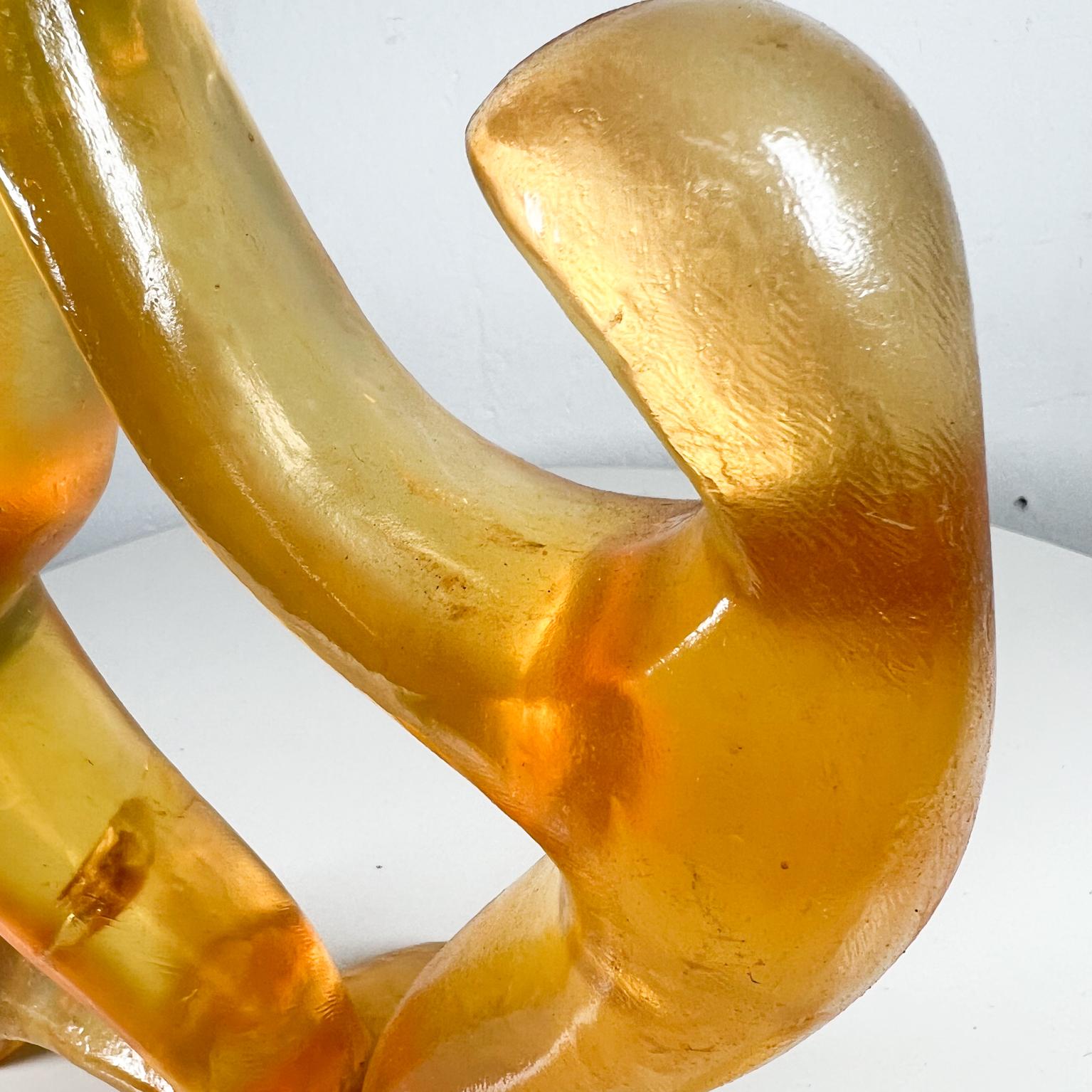 1970s Sculptural Design Modern Amber Single Candle Holder Signed For Sale 3