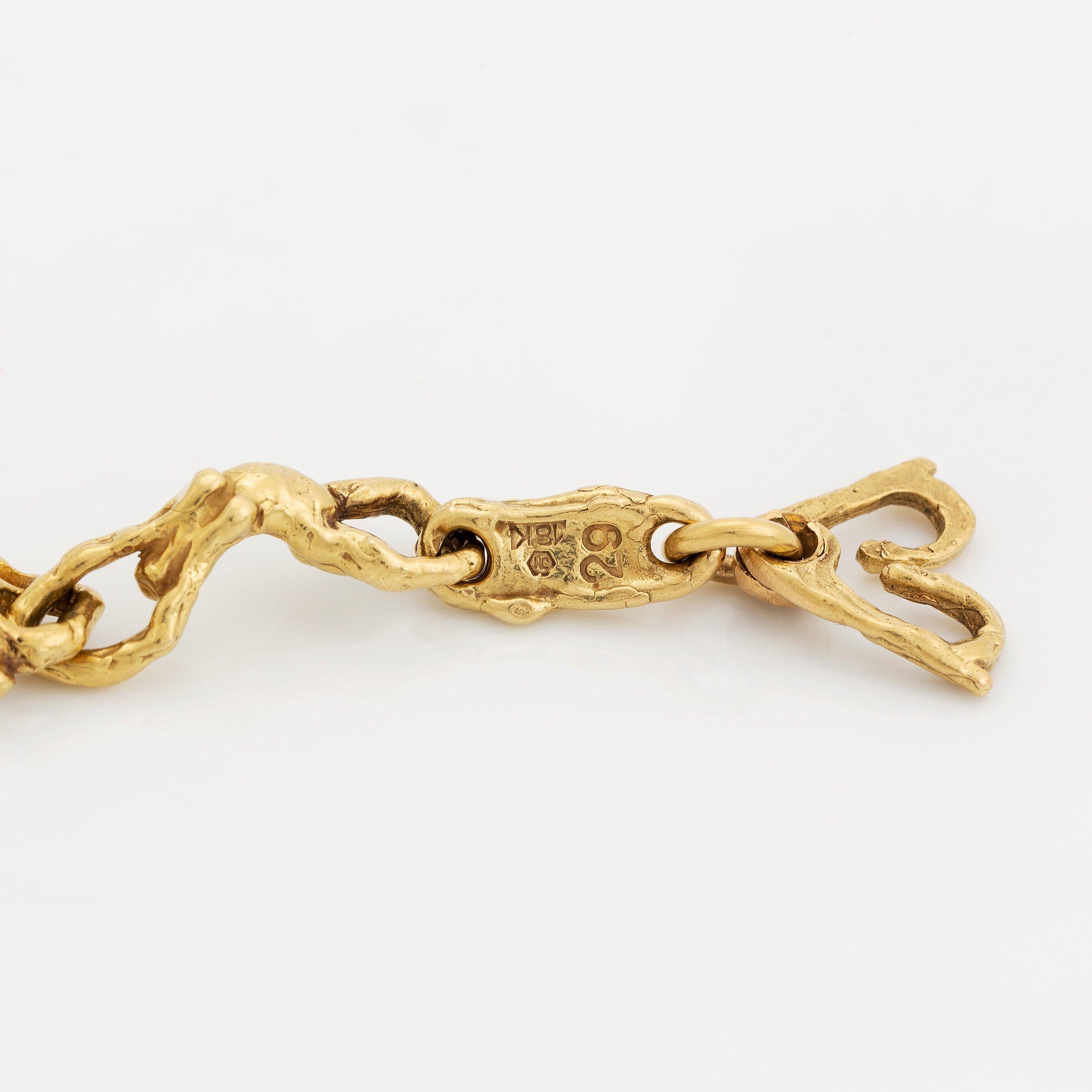 1970er Jahre skulpturale erotische 18 Karat Gelbgold Halskette und Armband Suite im Angebot 6