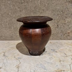 Scultura anni '70 in legno esotico  Vaso con coperchio Studio A