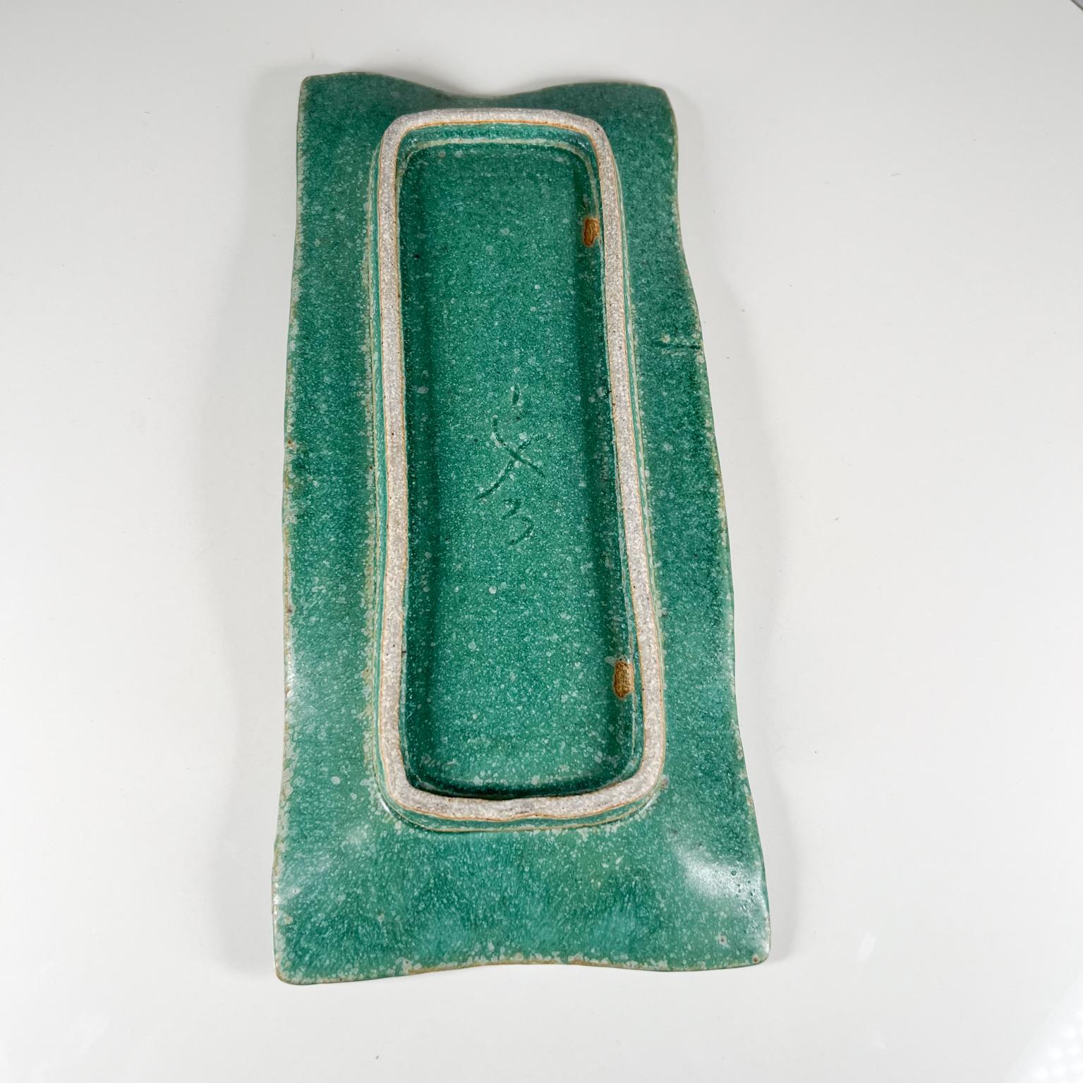 1970s Sculptural Green Wave Dish Studio Pottery Art Ed Thompson For Sale 7