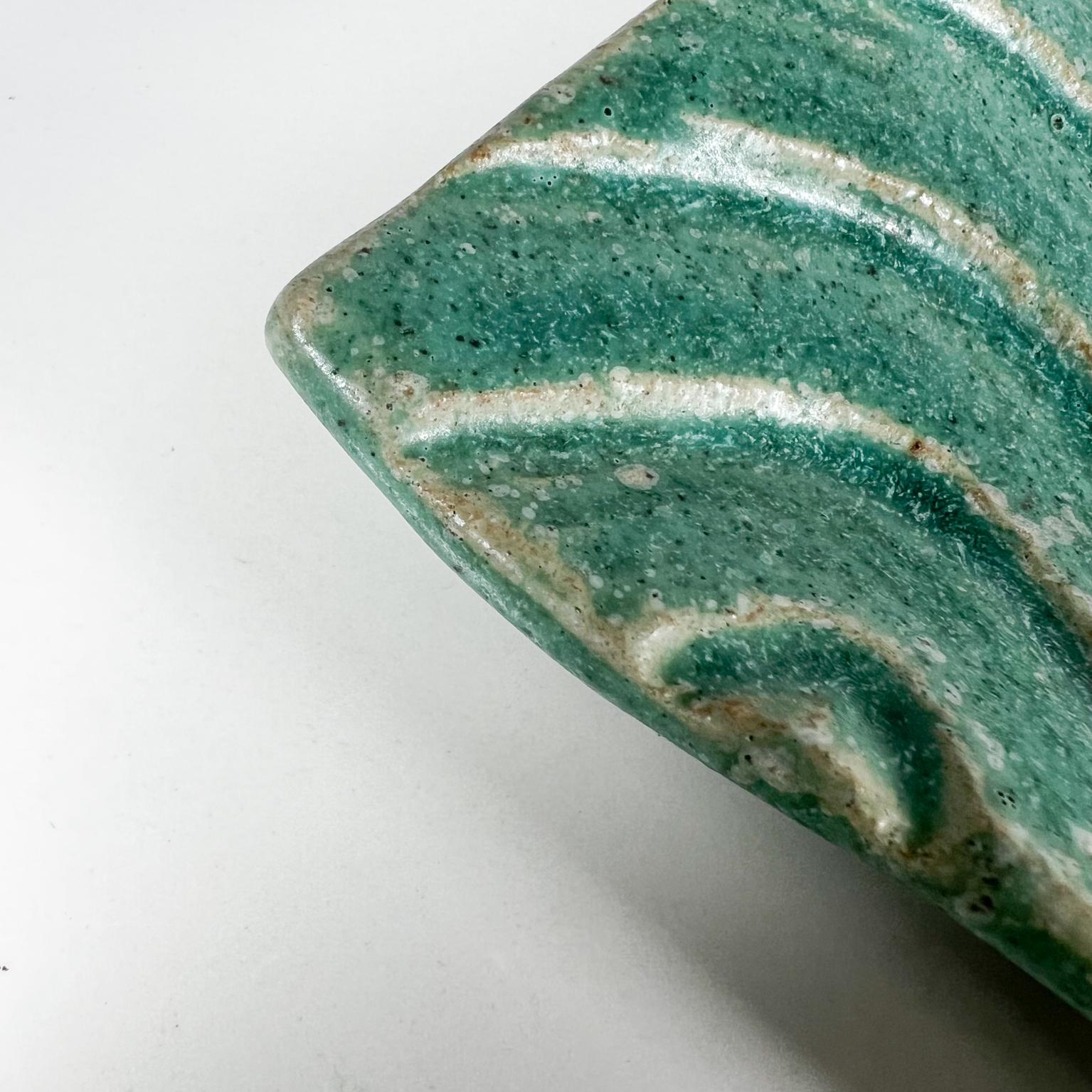 1970s Sculptural Green Wave Dish Studio Pottery Art Ed Thompson For Sale 2