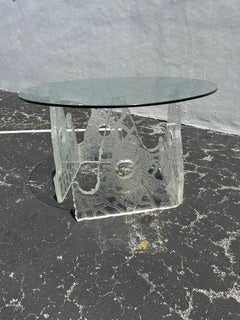1970s Sculptural Hand Etched Crafted Lucite Iceberg Dining Table