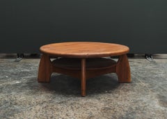 1970s Sculptural Knotty Cedar Round Cocktail Table
