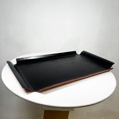 1970s Sculptural Modern Black on Teak Wood Serving Tray Platter Sweden