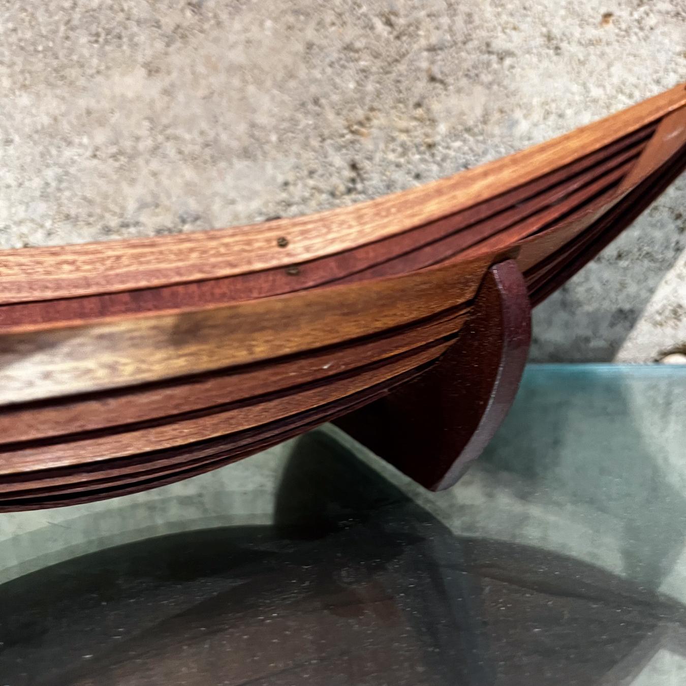 1970s Sculptural Modern Mahogany Wood and Brass Canoe Bowl For Sale 2