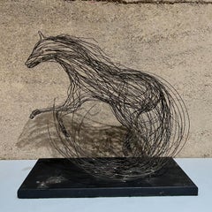 Brutalist Modernist Horse Brass Wire Table Sculpture 1970s